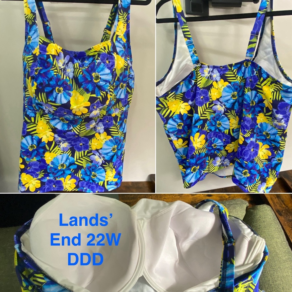 Women's Plus Size Chlorine Resistant Adjustable Underwire Tankini Swimsuit Top